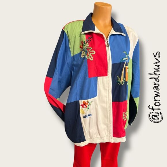Vintage Koret Patchwork Windbreaker Jacket – Size 16W - Picture 5 of 9